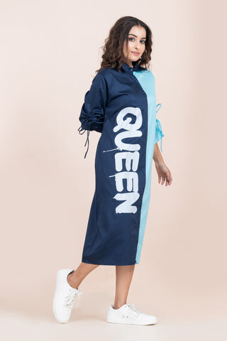QUEEN DUAL COLOUR LONG DRESS QUEEN DUAL COLOUR LONG DRESS