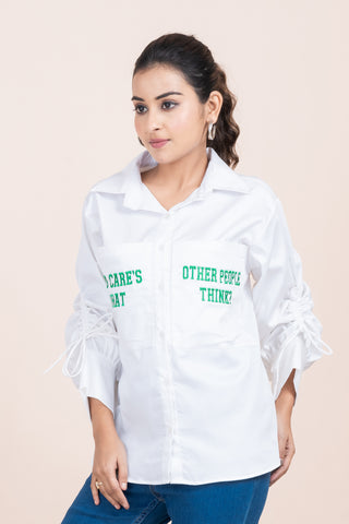 WHO CARE'S WHAT - EMBROIDERY SHIRT WHO CARE'S WHAT - EMBROIDERY SHIRT