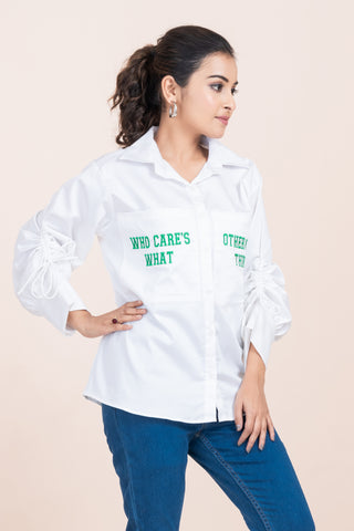 WHO CARE'S WHAT - EMBROIDERY SHIRT WHO CARE'S WHAT - EMBROIDERY SHIRT