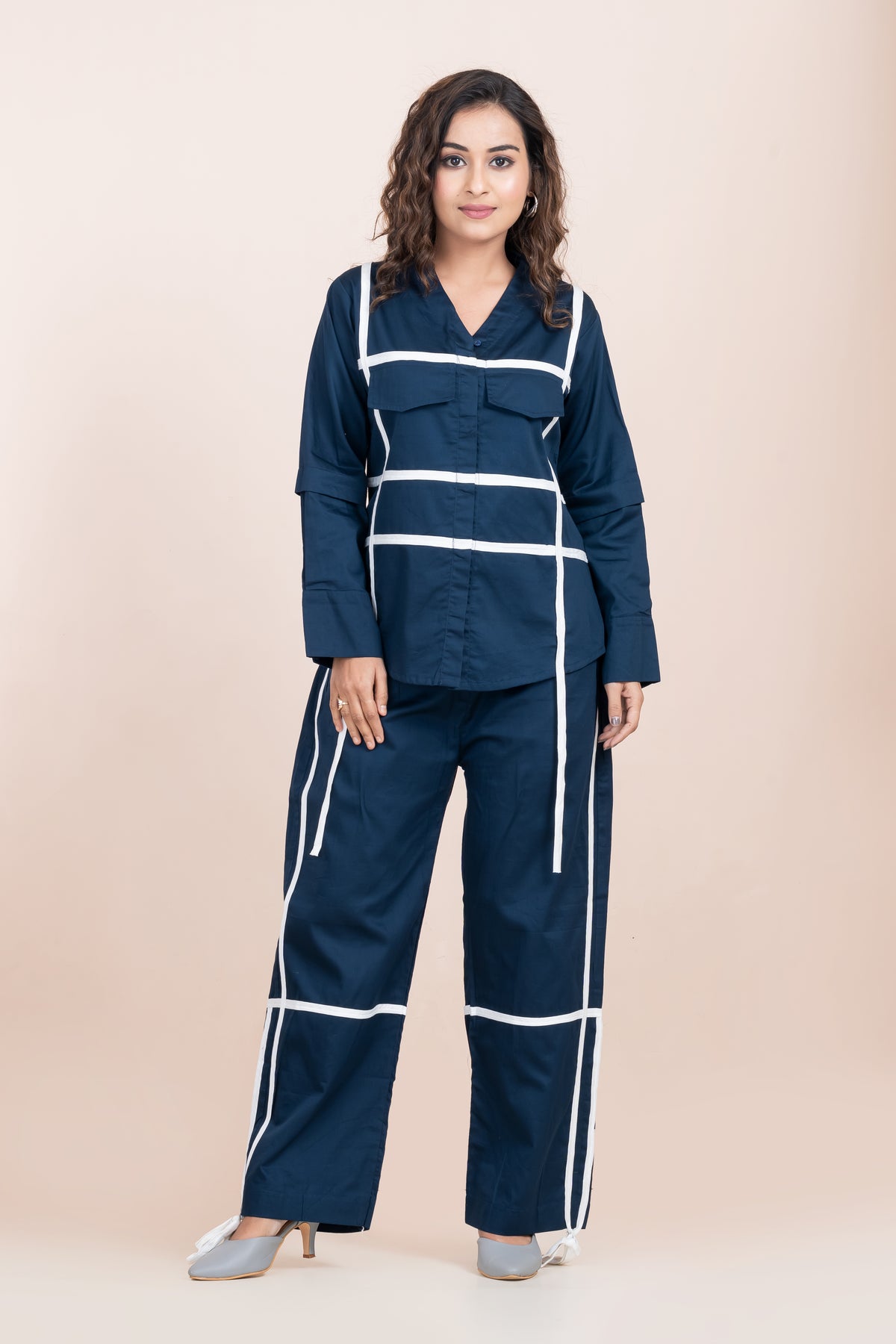 WHITE STRIPED CORD SET