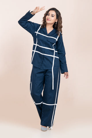 WHITE STRIPED CORD SET