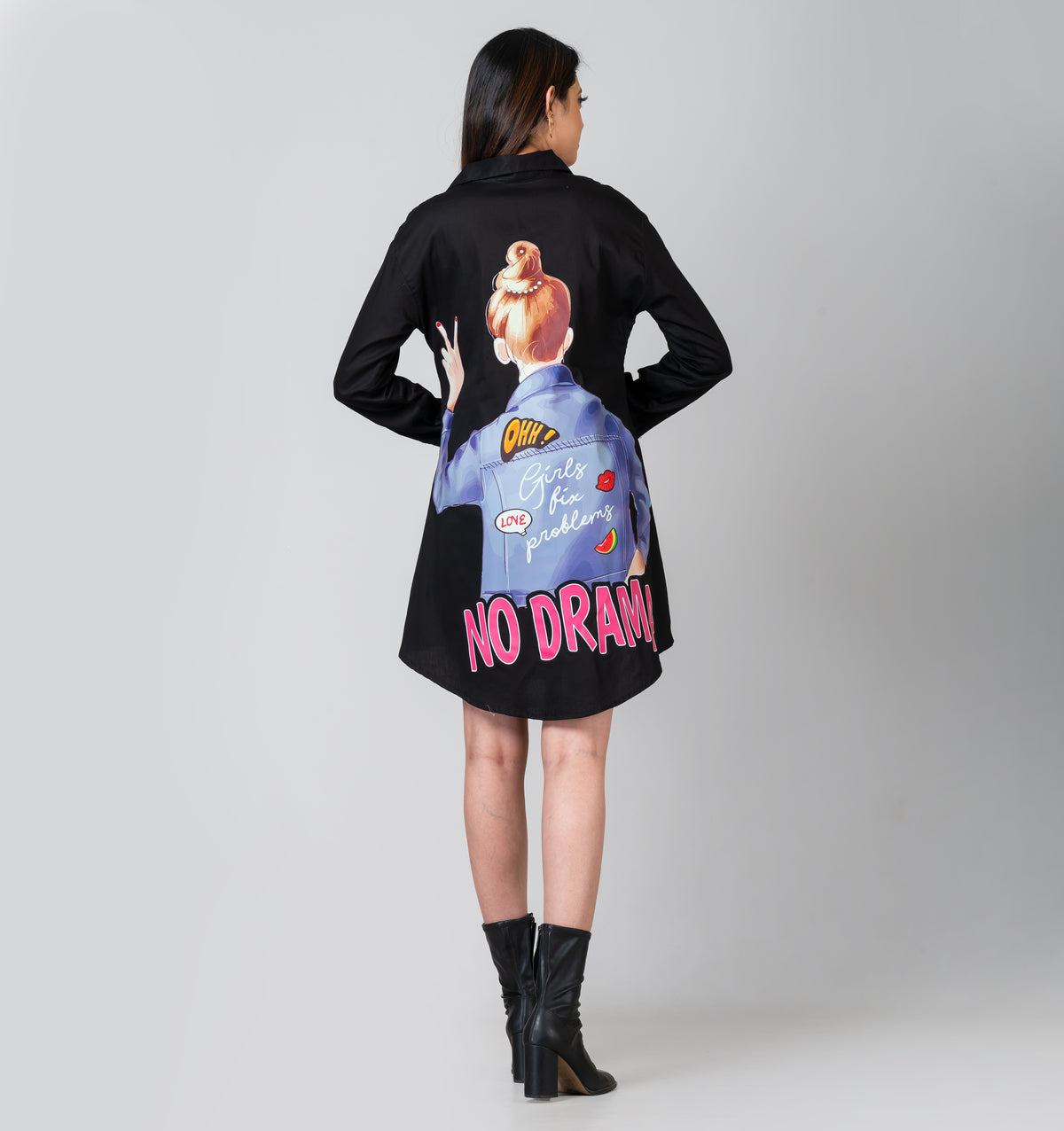 NO DRAMA PLEASE SHIRT DRESS