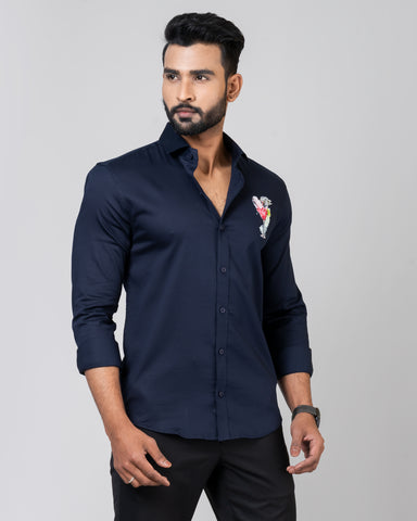 WINE GLASS Navy Shirt