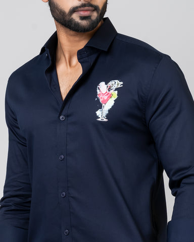 WINE GLASS Navy Shirt