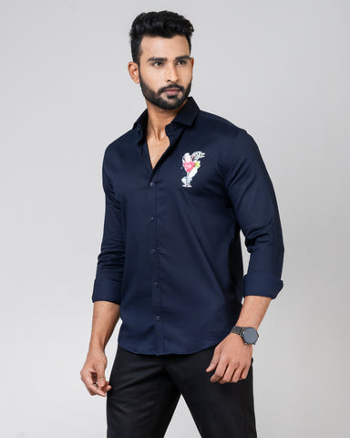 WINE GLASS Navy Shirt