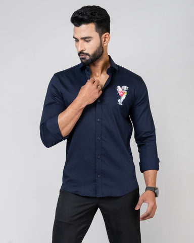 WINE GLASS Navy Shirt