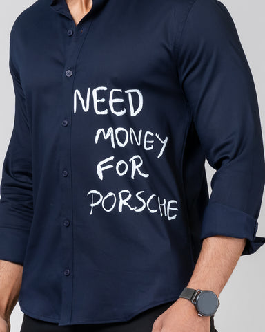 NEED MONEY Navy Blue Shirt