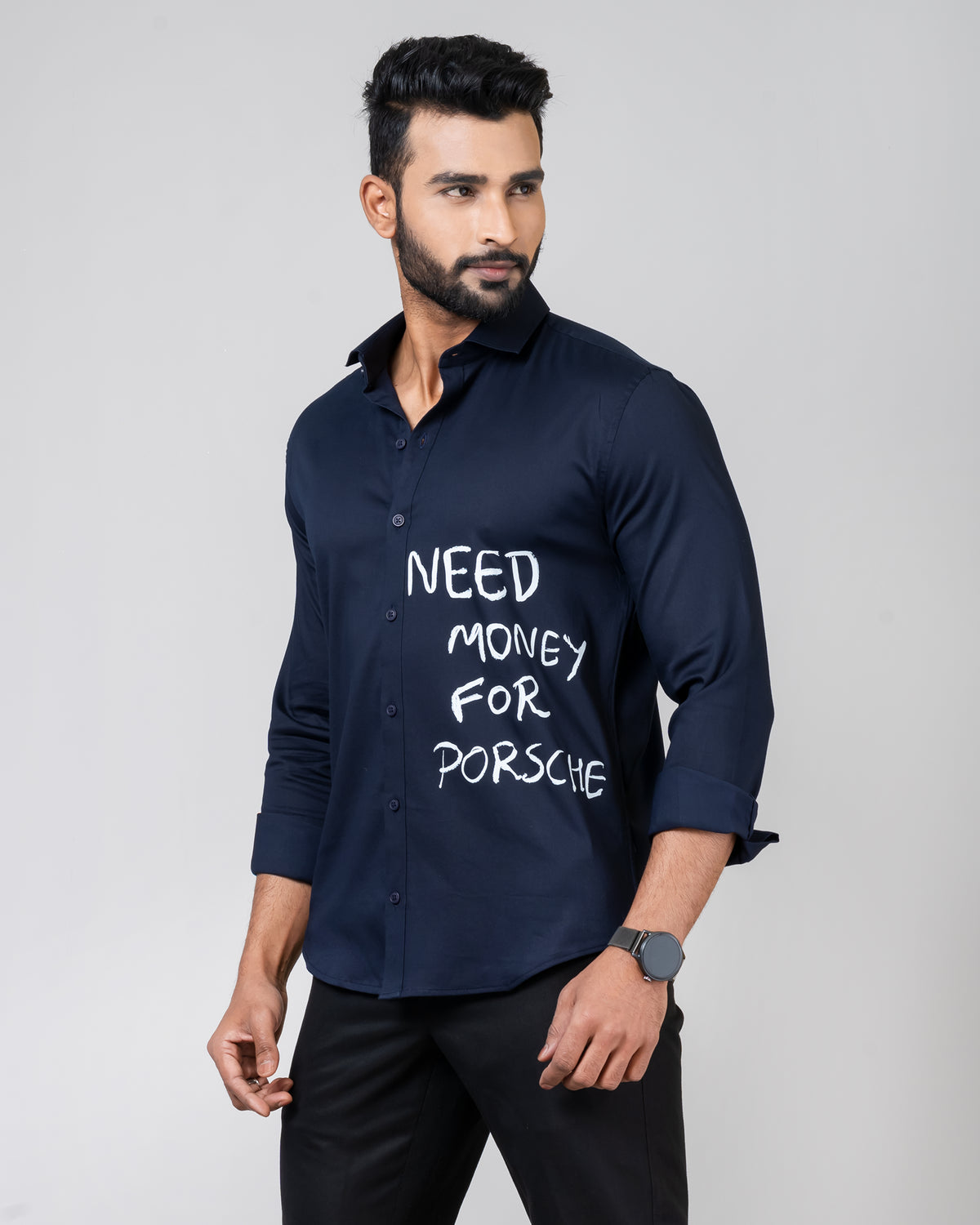 NEED MONEY Navy Blue Shirt