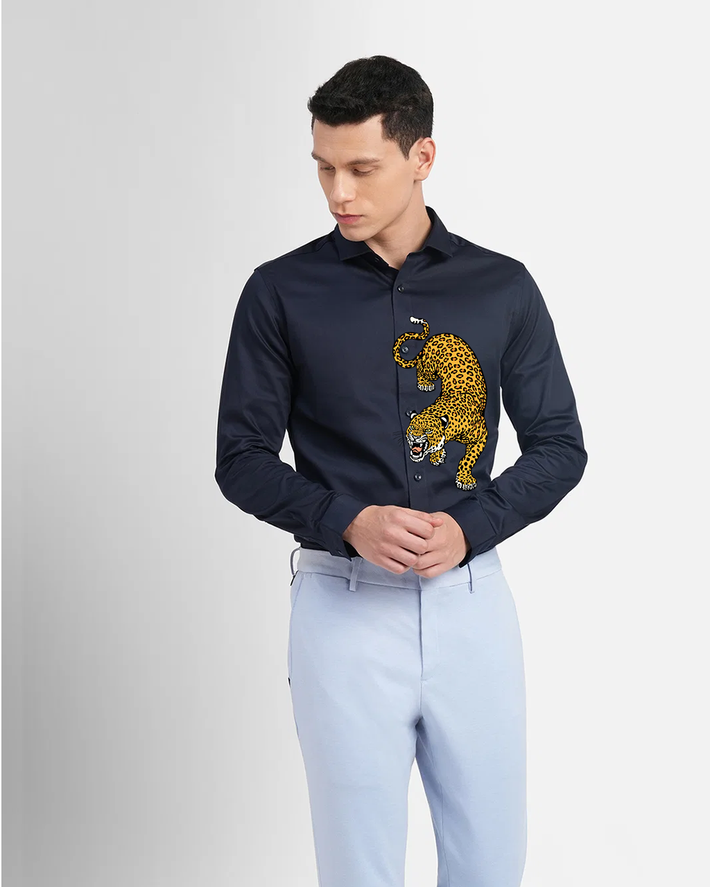 LEOPARD Navy Blue Shirt