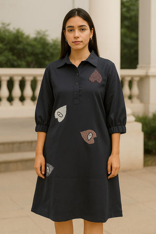 HEART EMBROIDERED LONG DRESS